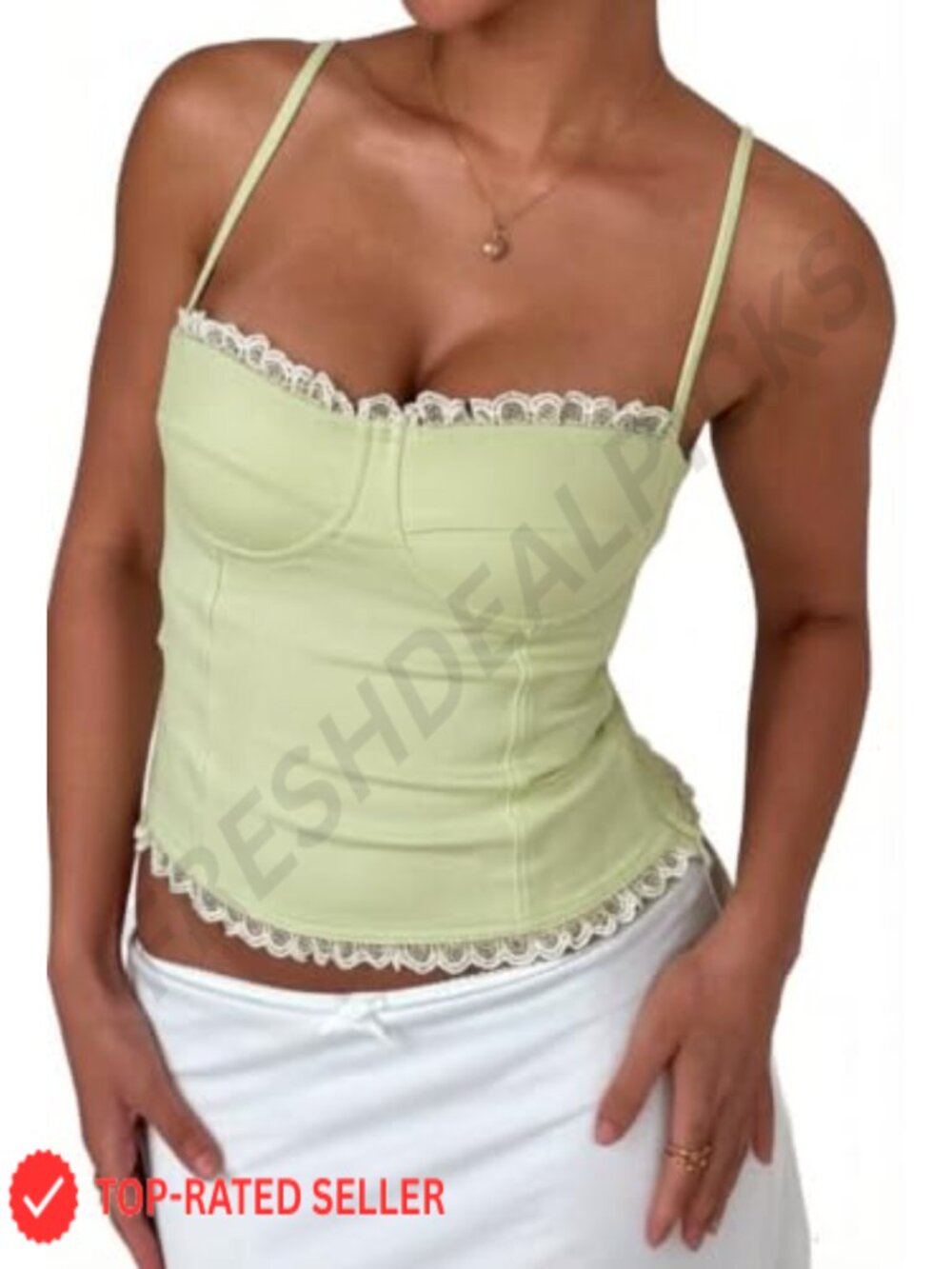 Women Y2K Lace Trim Corset Tank Top Backless Sleeveless Cami Bustier